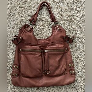 Lines Pelle brown leather bag